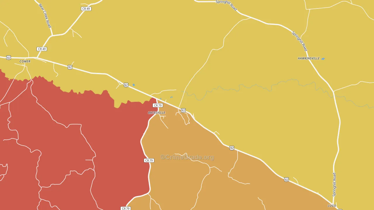 Batesville, AL Map of Burglary Rates
