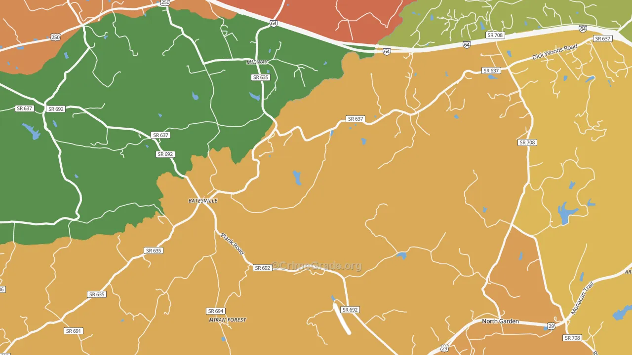 Batesville, VA Map of Burglary Rates