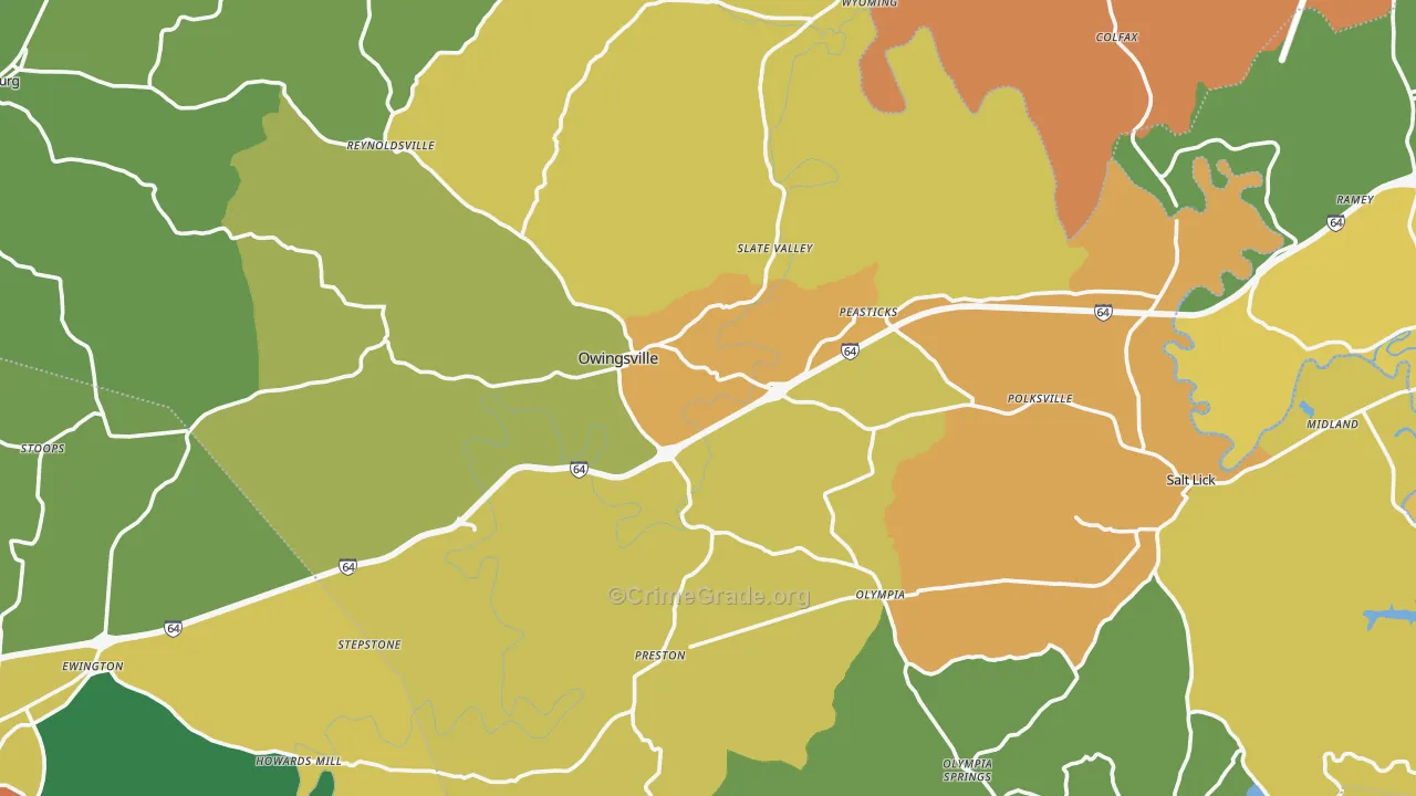 Bath County, KY Map of Burglary Rates