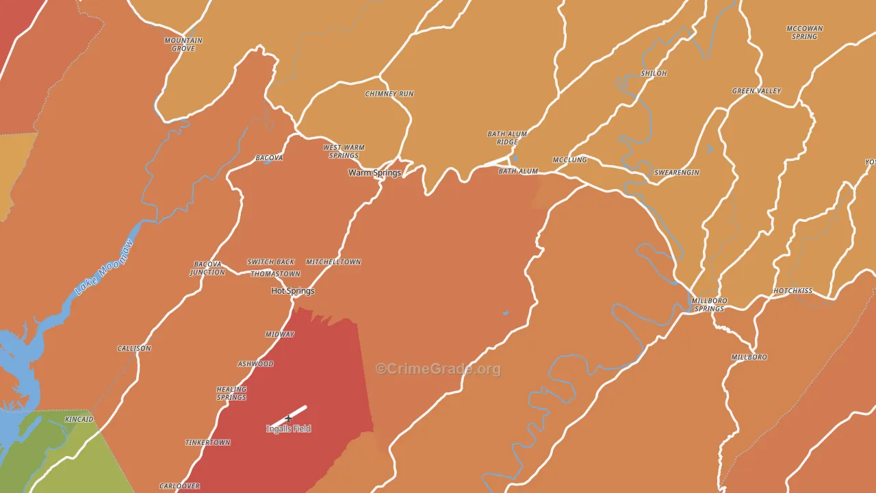 Bath County, VA Map of Burglary Rates