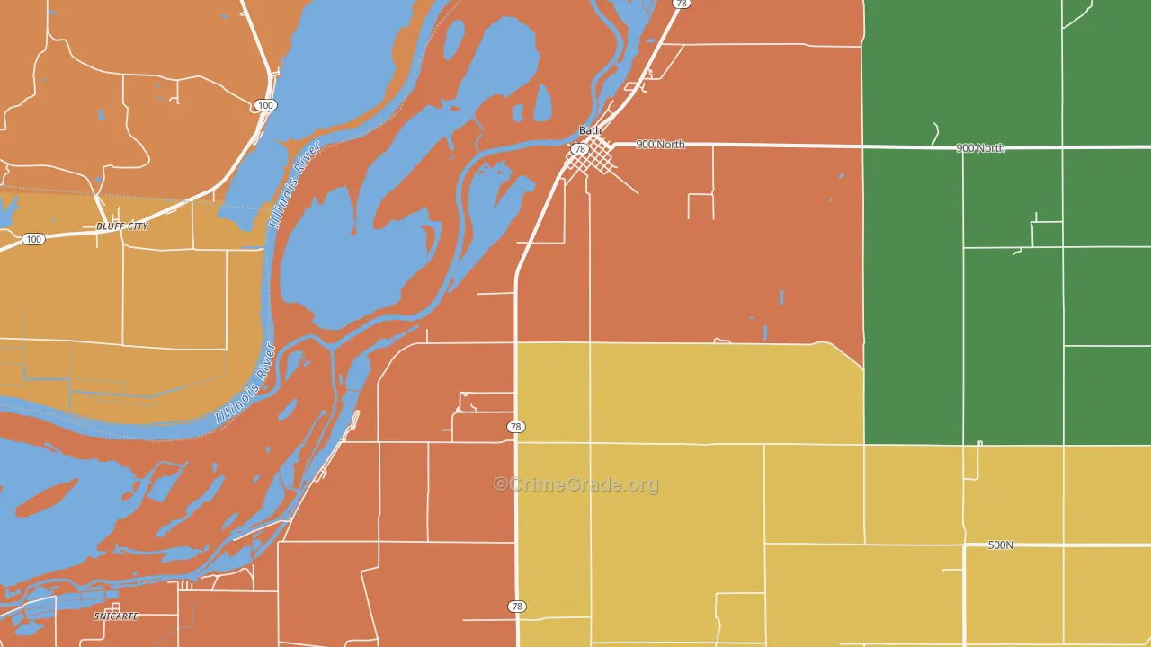 Bath, IL Map of Burglary Rates