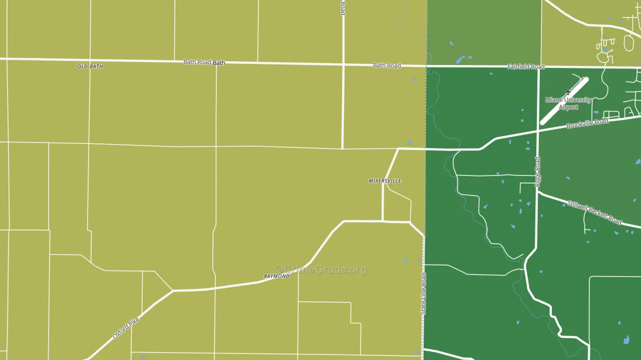 Bath, IN Map of Burglary Rates