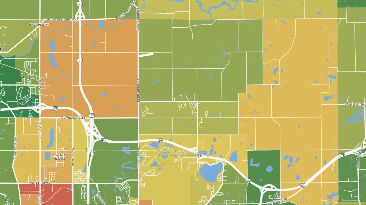 Bath, MI Map of Burglary Rates