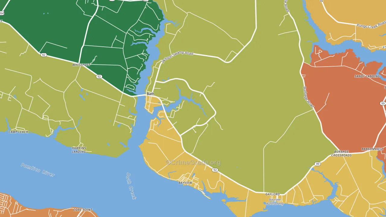 Bath, NC Map of Burglary Rates