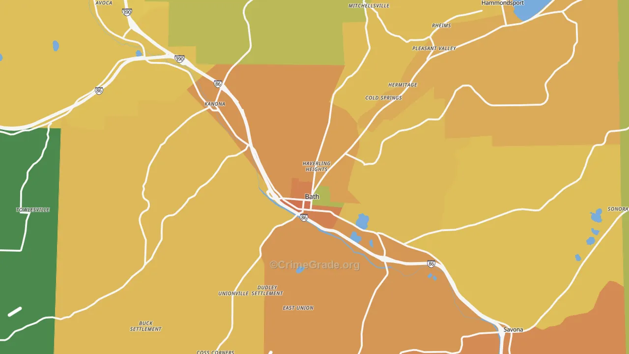 Bath, NY Map of Burglary Rates