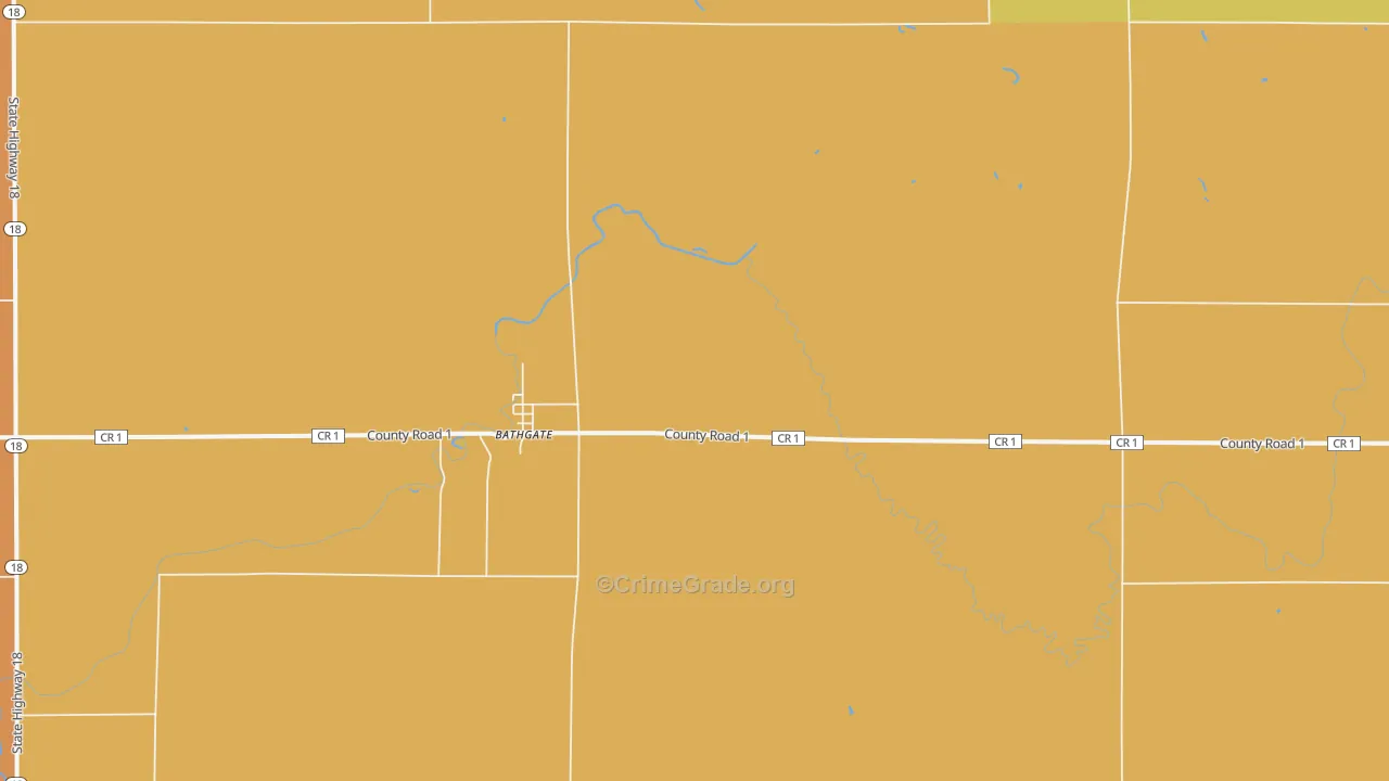 Bathgate, ND Map of Burglary Rates