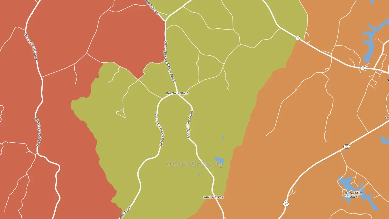 Baton Rouge, SC Map of Burglary Rates