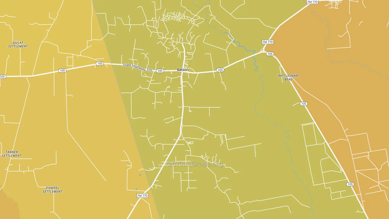 Batson, TX Map of Burglary Rates