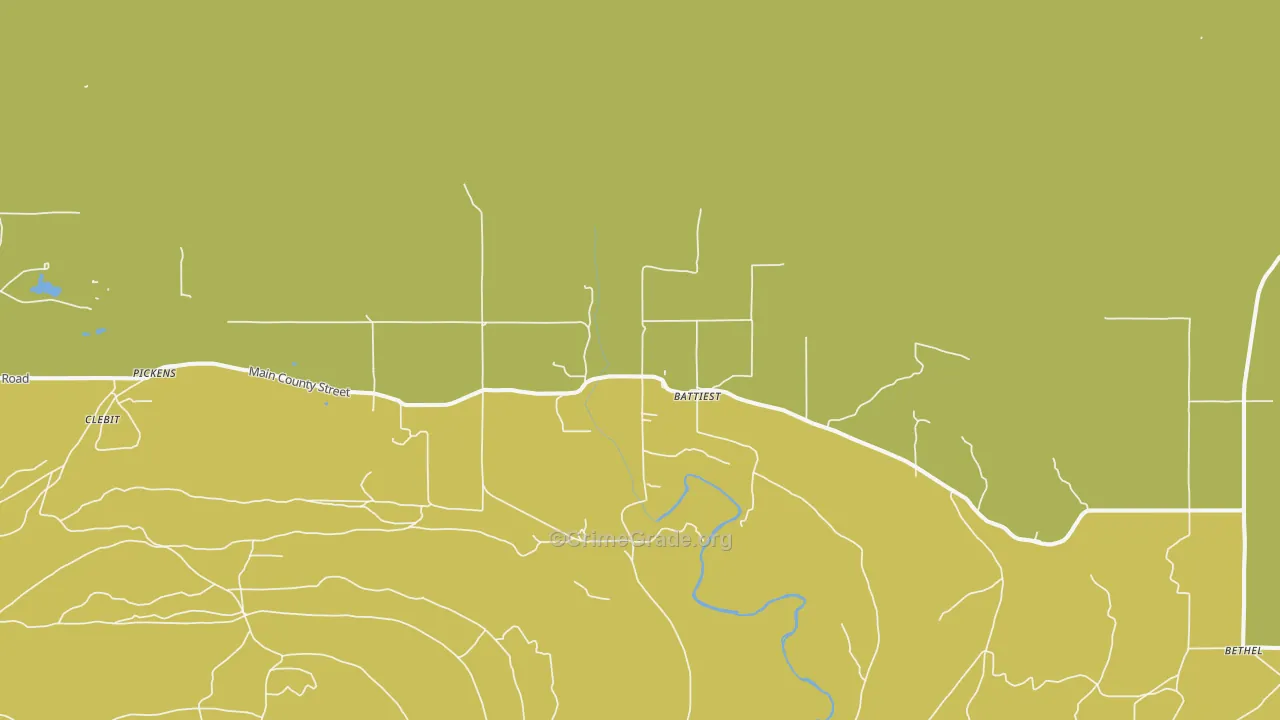Battiest, OK Map of Burglary Rates