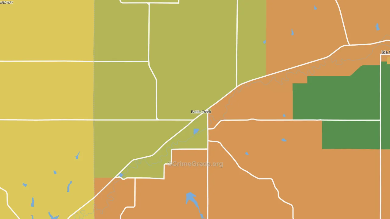 Battle Creek, IA Map of Burglary Rates