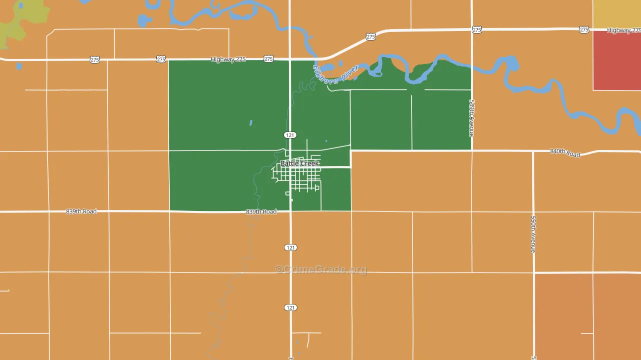 Battle Creek, NE Map of Burglary Rates