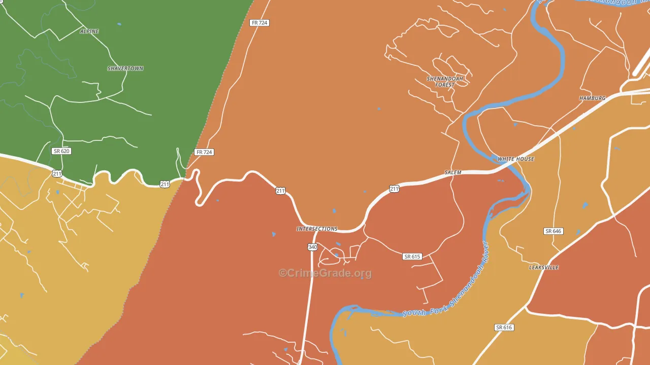 Battle Creek, VA Map of Burglary Rates