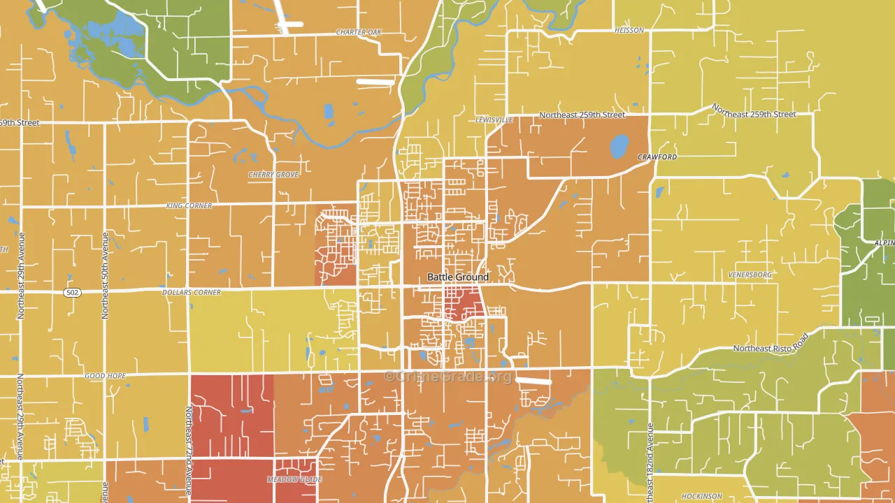 Battle Ground, WA Map of Burglary Rates