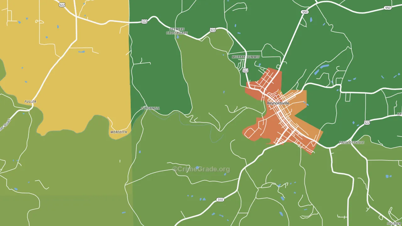 Battle Hollow, PA Map of Burglary Rates