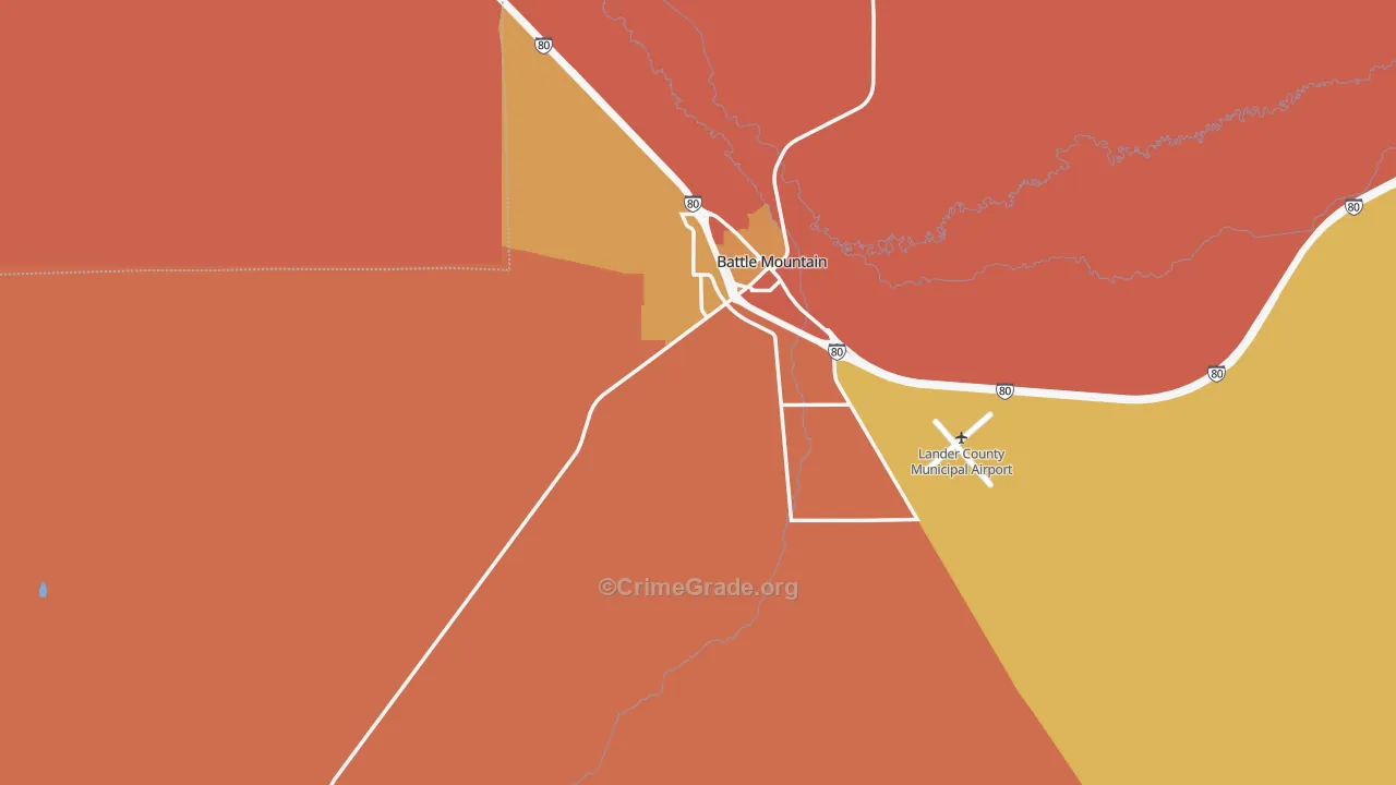 Battle Mountain, NV Map of Burglary Rates