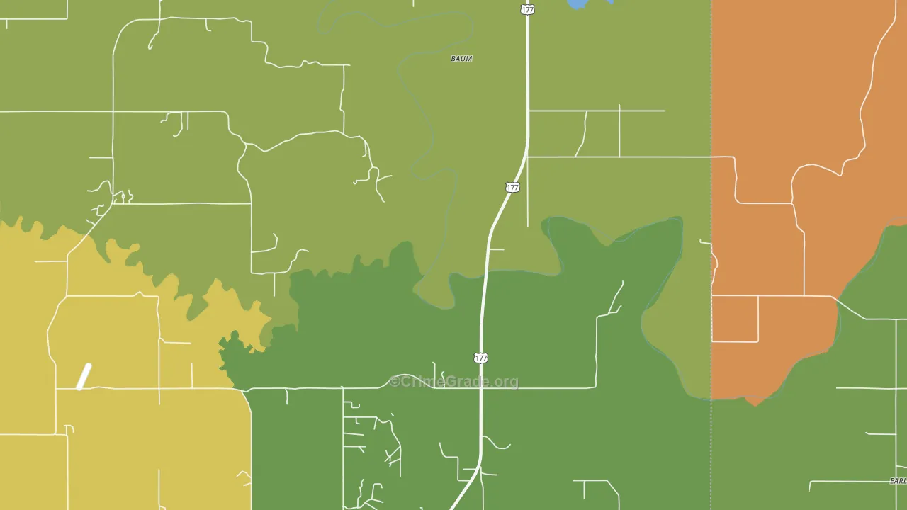 Baum, OK Map of Burglary Rates