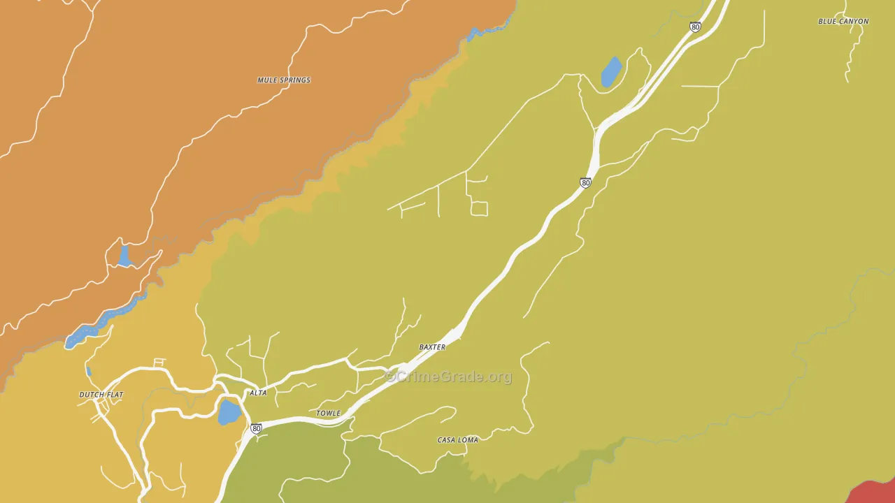 Baxter, CA Map of Burglary Rates