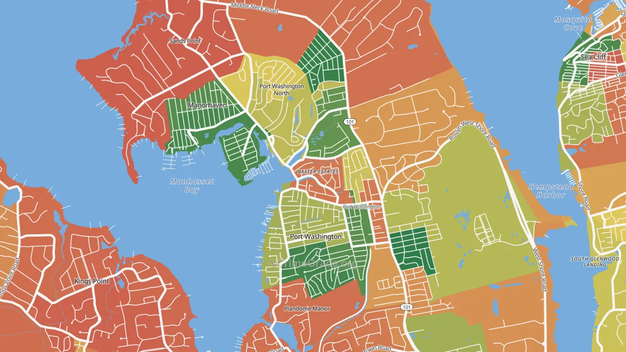 Baxter Estates, NY Map of Burglary Rates