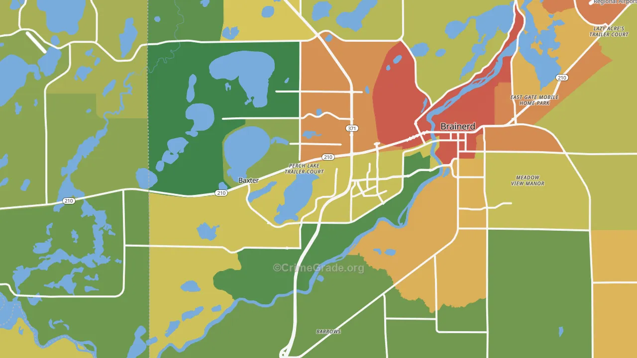Baxter, MN Map of Burglary Rates