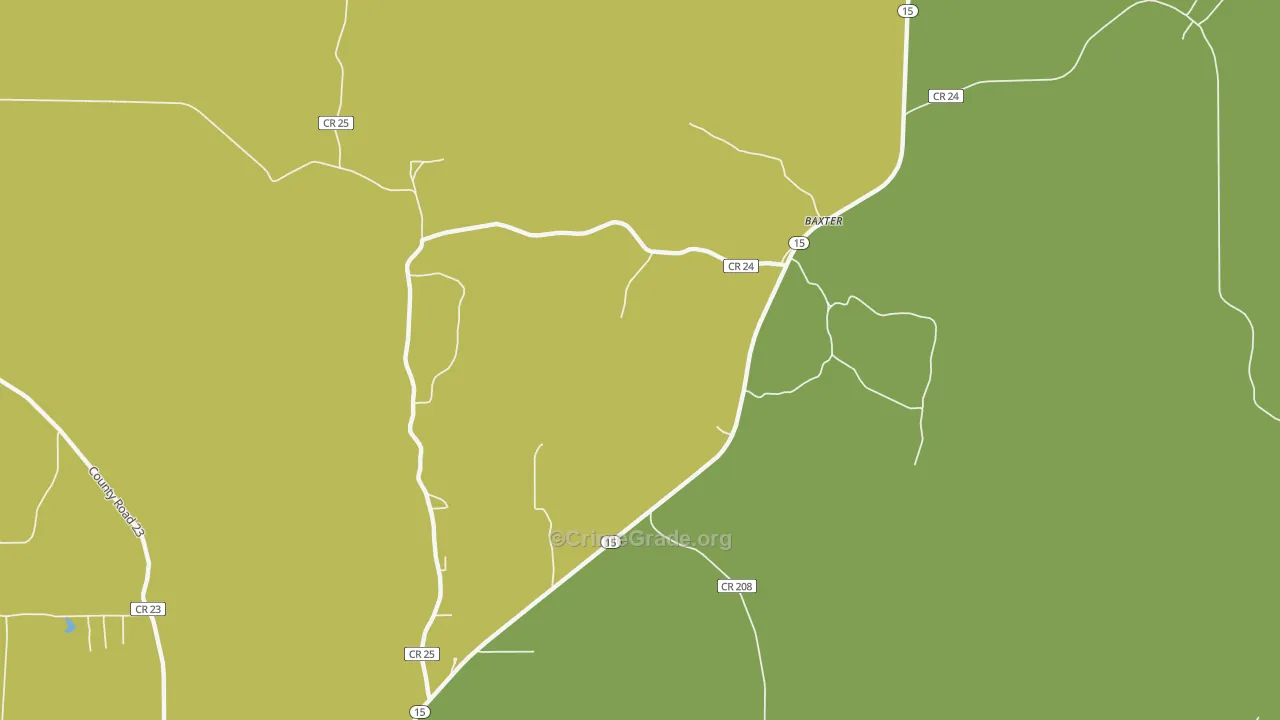 Baxter, MS Map of Burglary Rates