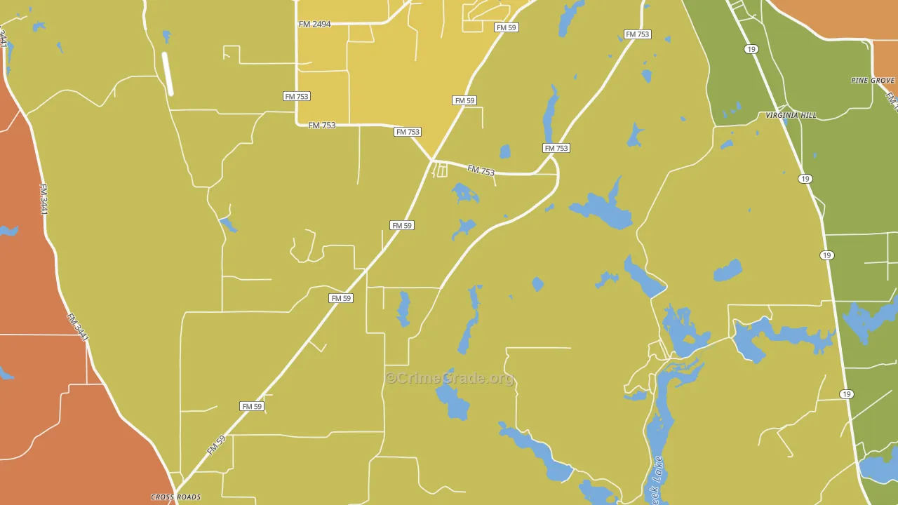 Baxter, TX Map of Burglary Rates