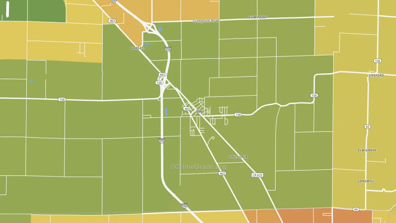 Bay, AR Map of Burglary Rates