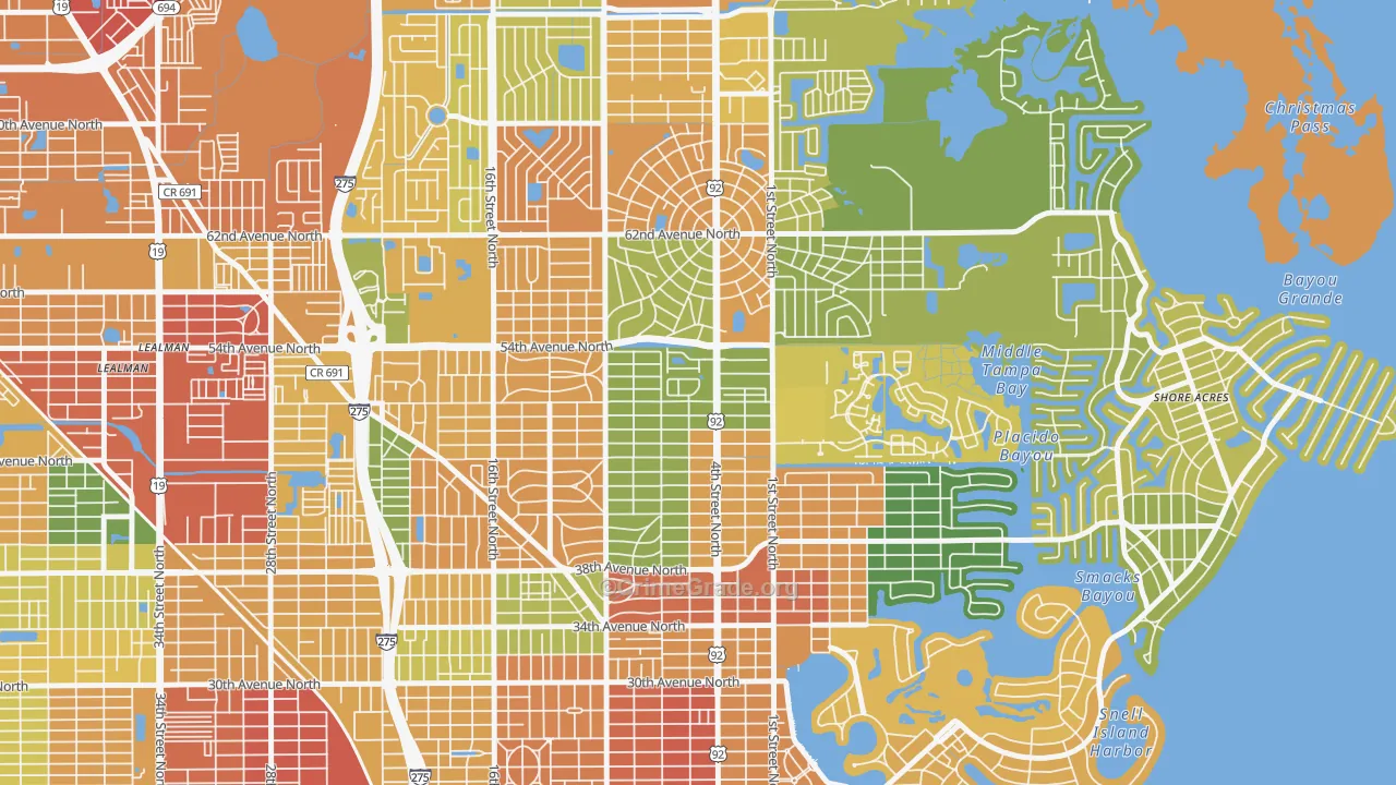 Bay Breeze Cove, St. Petersburg, FL Map of Burglary Rates