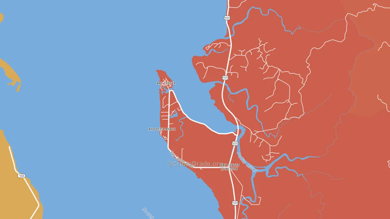 Bay Center, WA Map of Burglary Rates