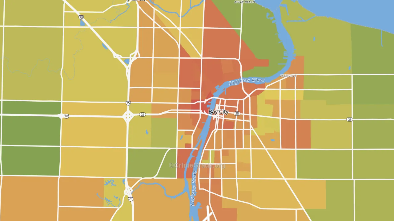 Bay City, MI Map of Burglary Rates