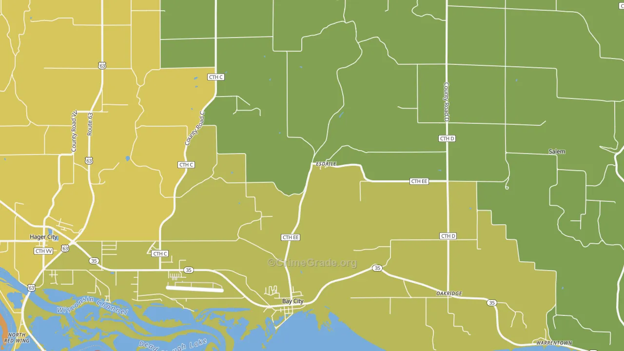 Bay City, WI Map of Burglary Rates