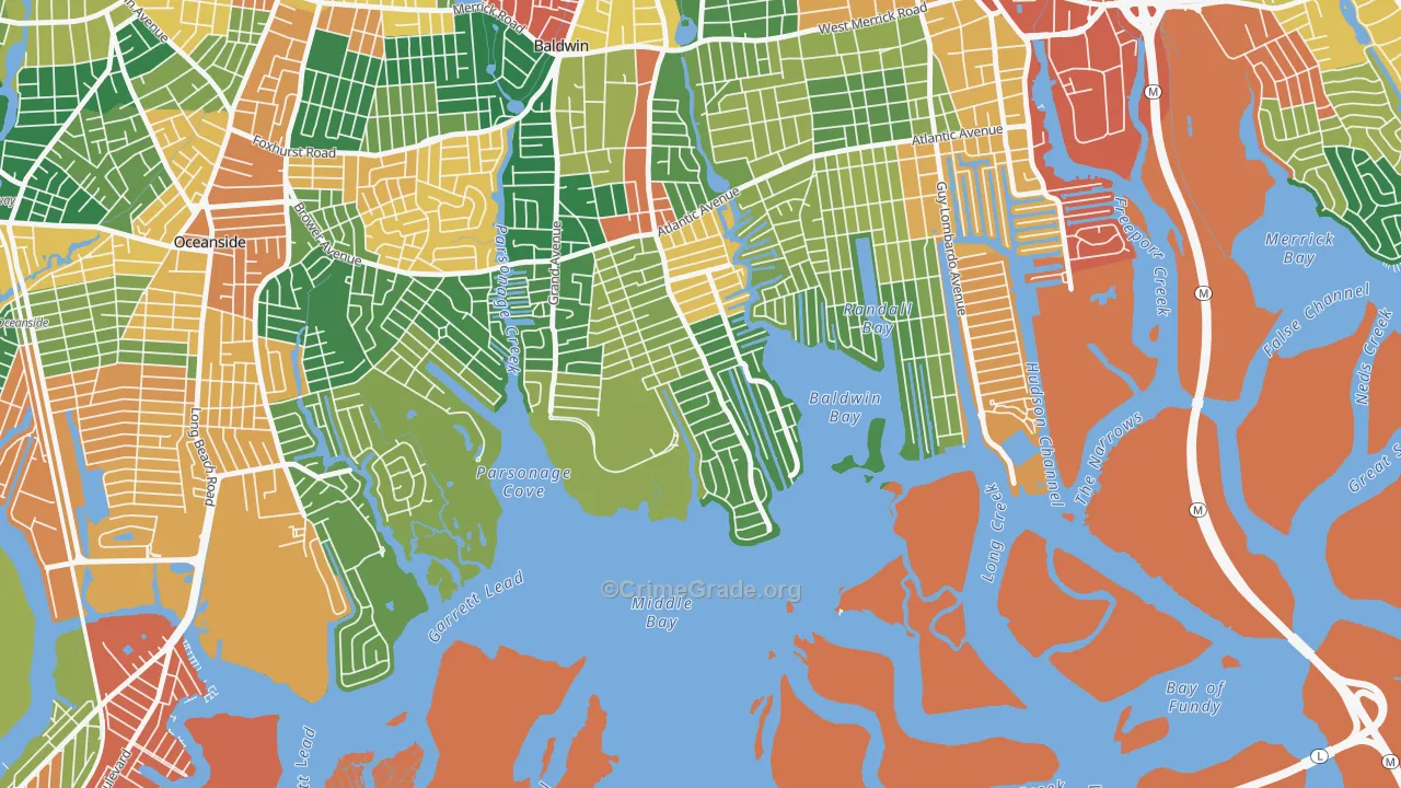 Bay Colony, Baldwin Harbor, NY Map of Burglary Rates
