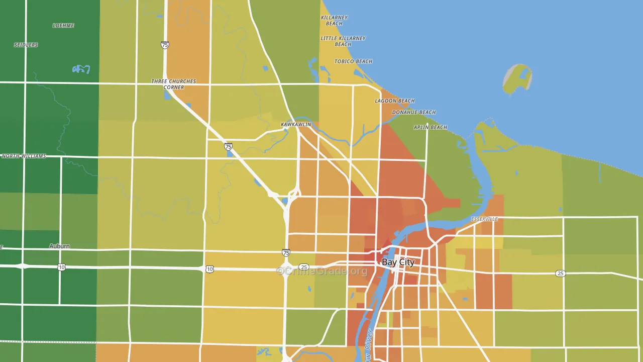 Bay County, MI Map of Burglary Rates