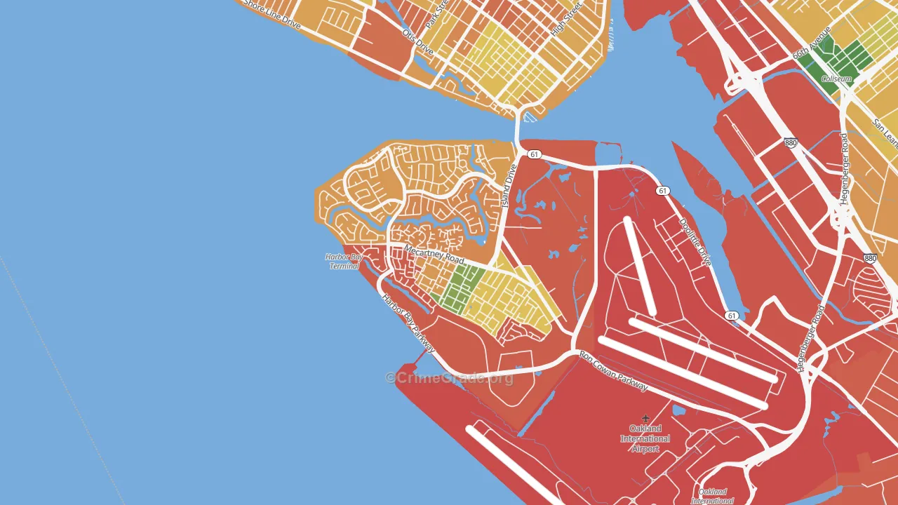 Bay Farm Island, Alameda, CA Map of Burglary Rates
