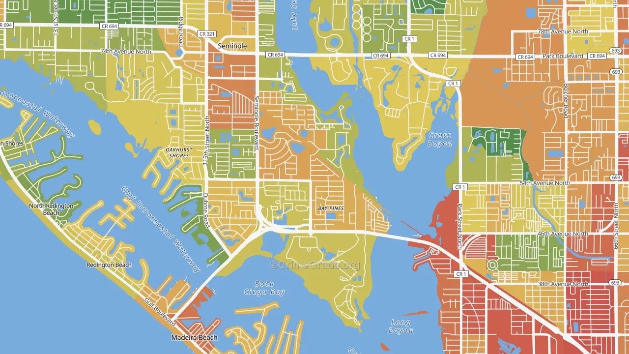Bay Pines, FL Map of Burglary Rates