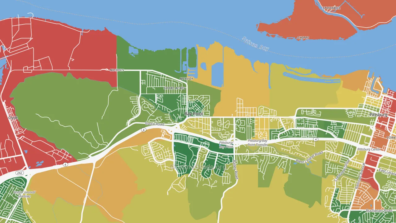 Bay Point, CA Map of Burglary Rates