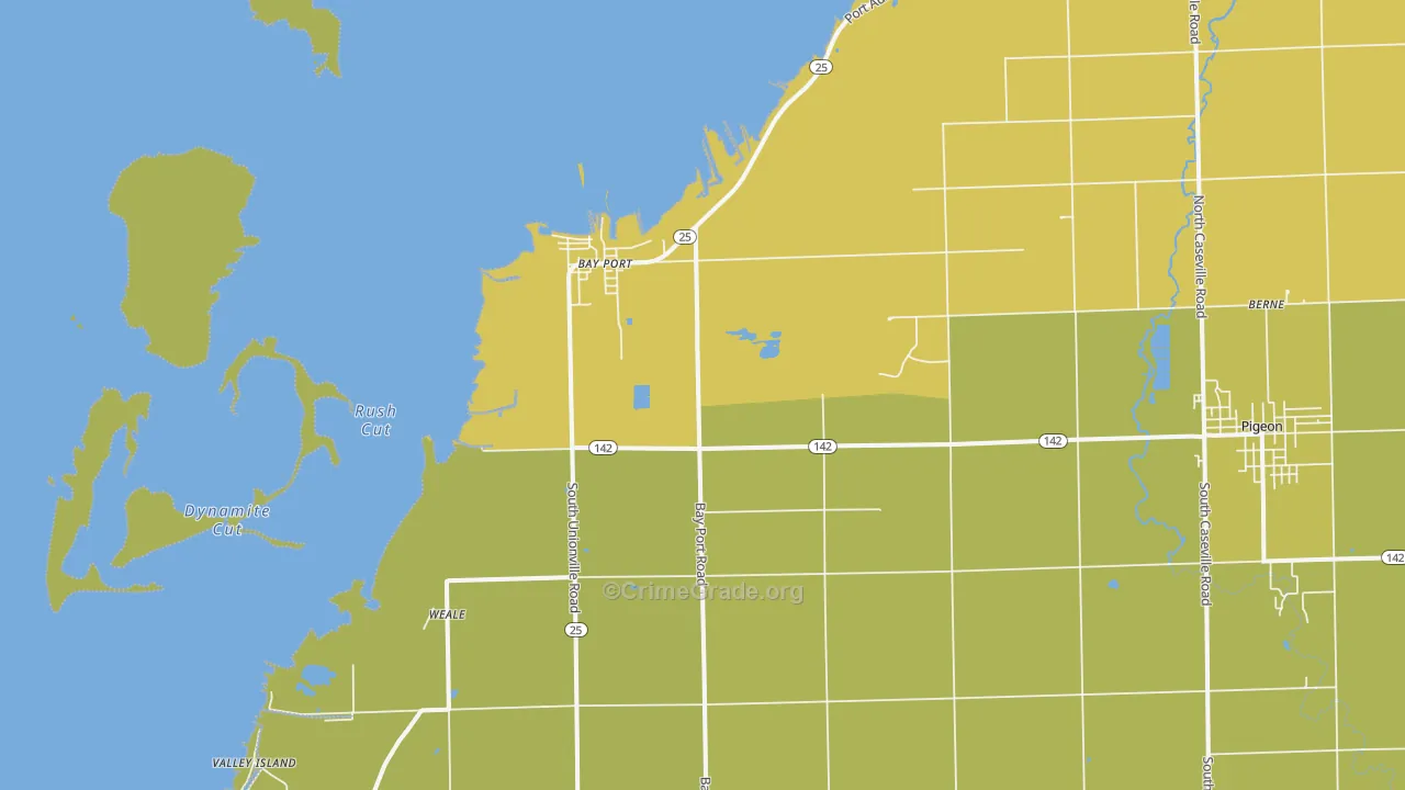Bay Port, MI Map of Burglary Rates