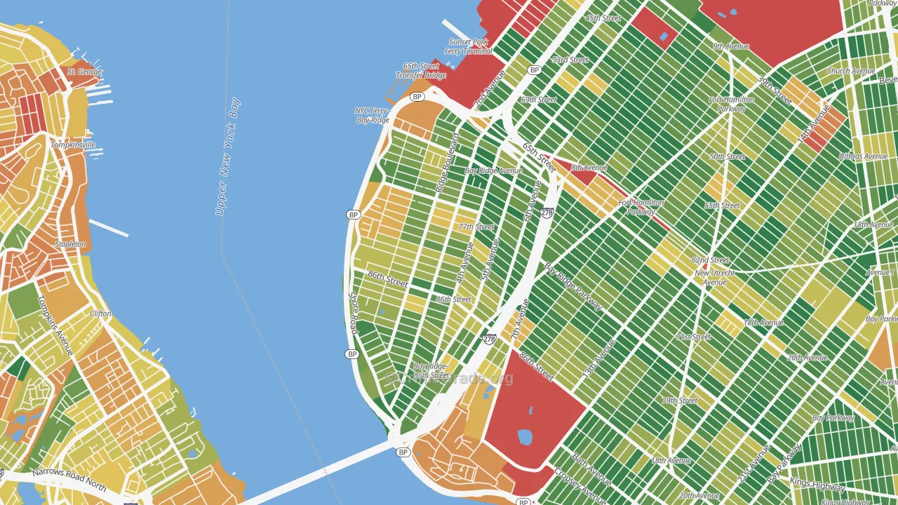 Bay Ridge-Fort Hamilton, Brooklyn, NY Map of Burglary Rates