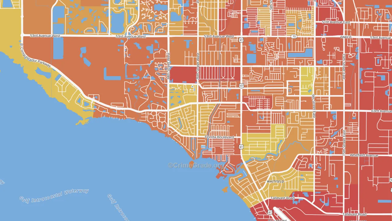 Bay Shore Gardens, Bayshore Gardens, FL Map of Burglary Rates