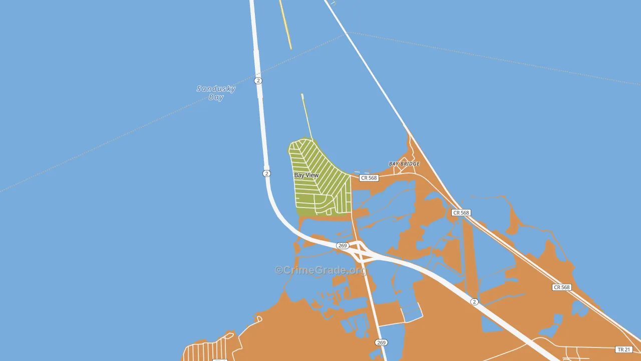 Bay View, OH Map of Burglary Rates