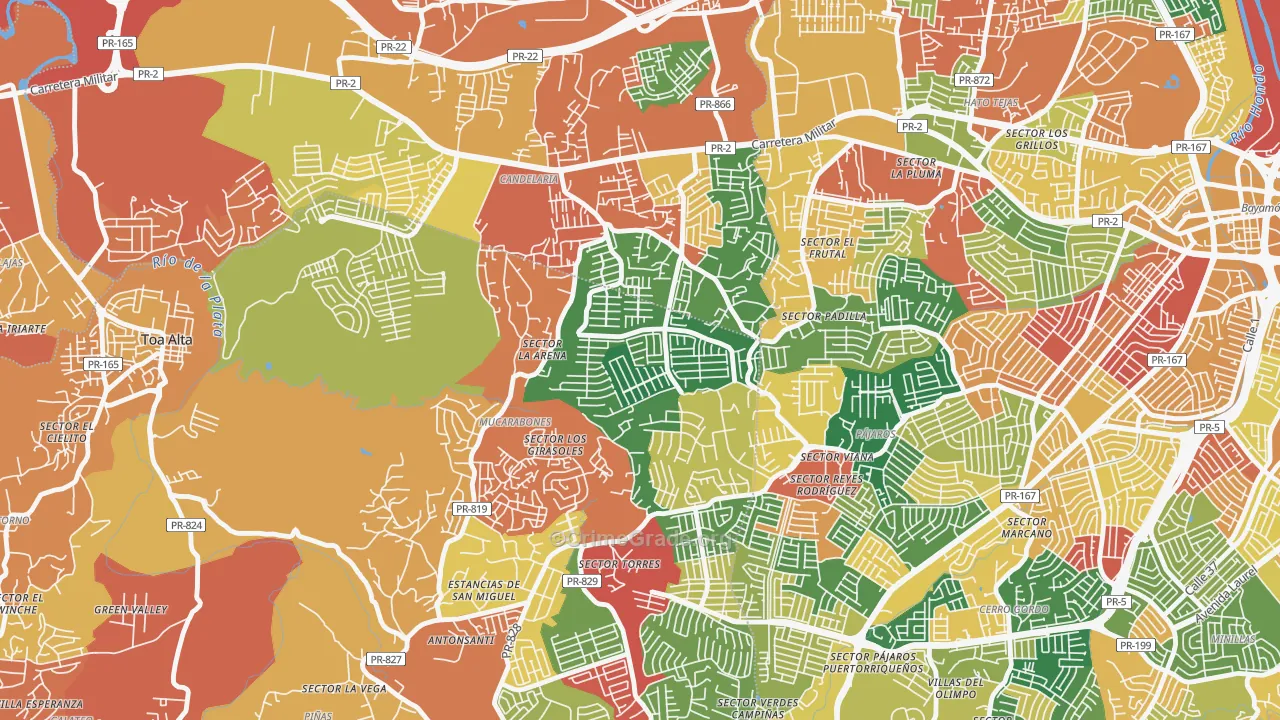 Bayamon Gardens, PR Map of Burglary Rates