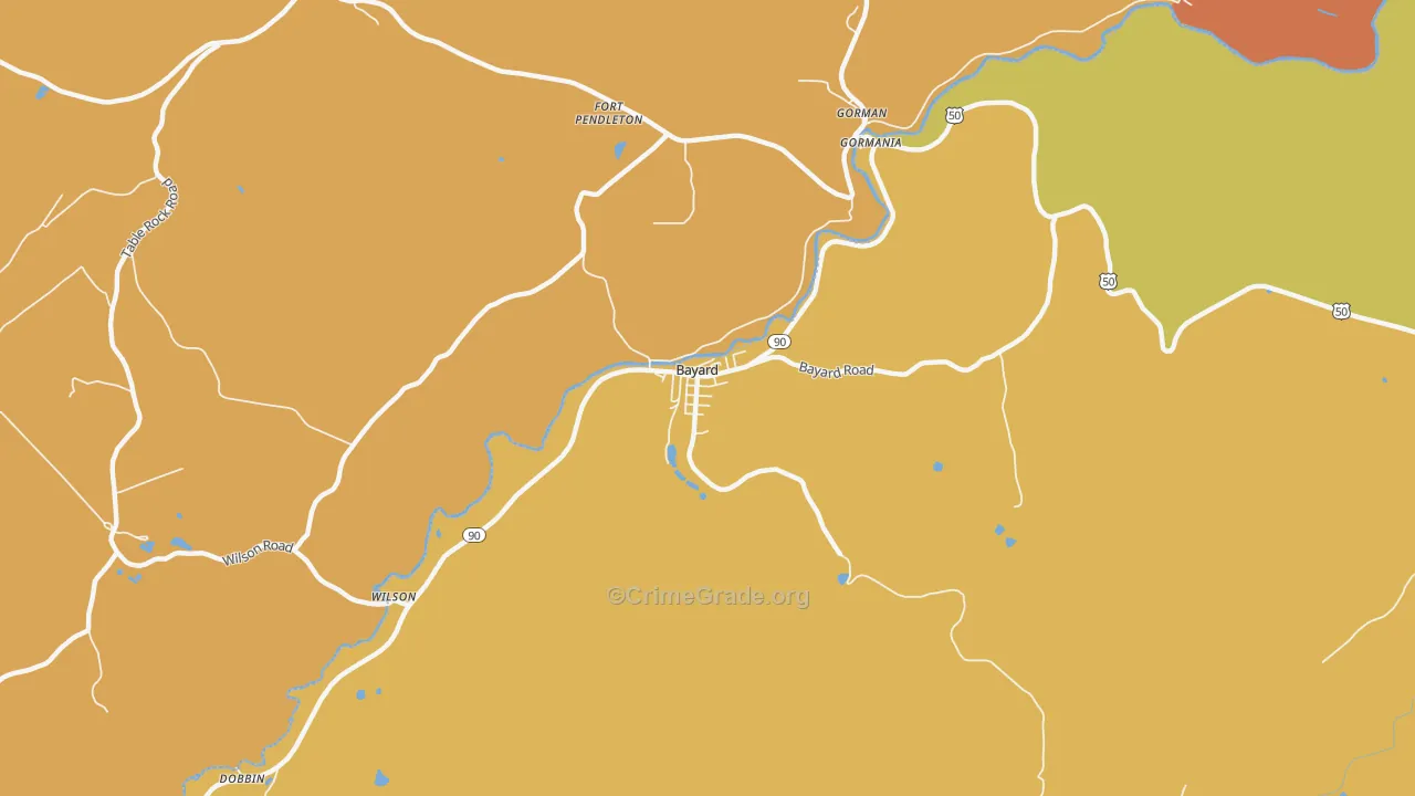 Bayard, WV Map of Burglary Rates