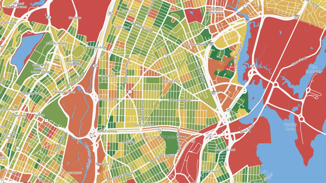 Baychester, Bronx, NY Map of Burglary Rates
