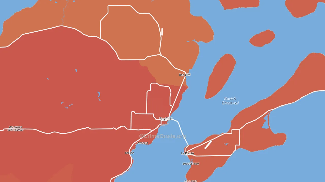 Bayfield, WI Map of Burglary Rates