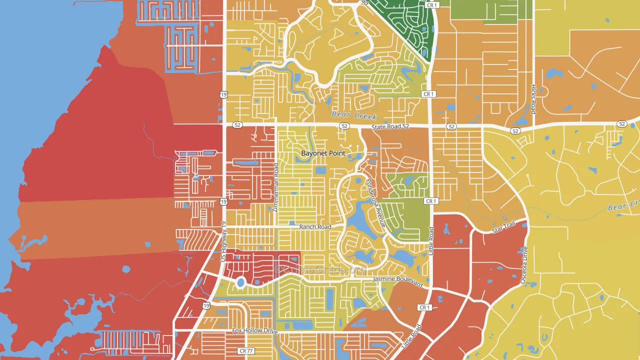 Bayonet Point, FL Map of Burglary Rates