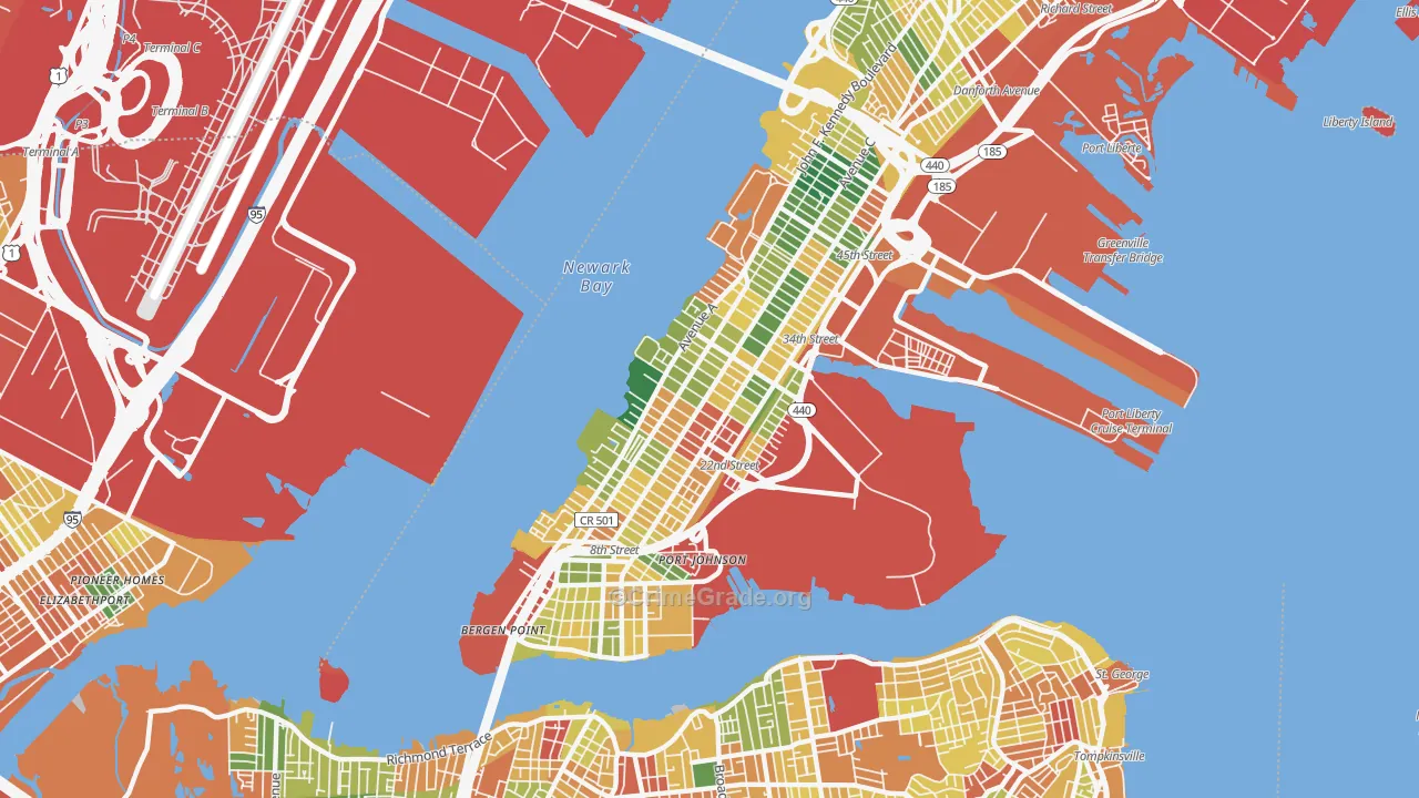 Bayonne, NJ Map of Burglary Rates