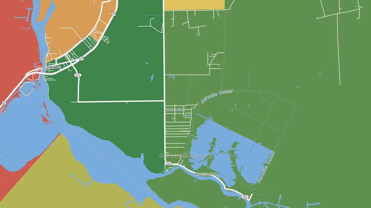 Bayou Gauche, LA Map of Burglary Rates