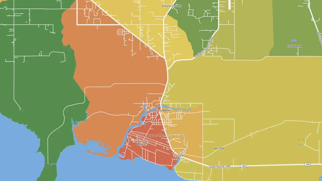 Bayou La Batre, AL Map of Burglary Rates