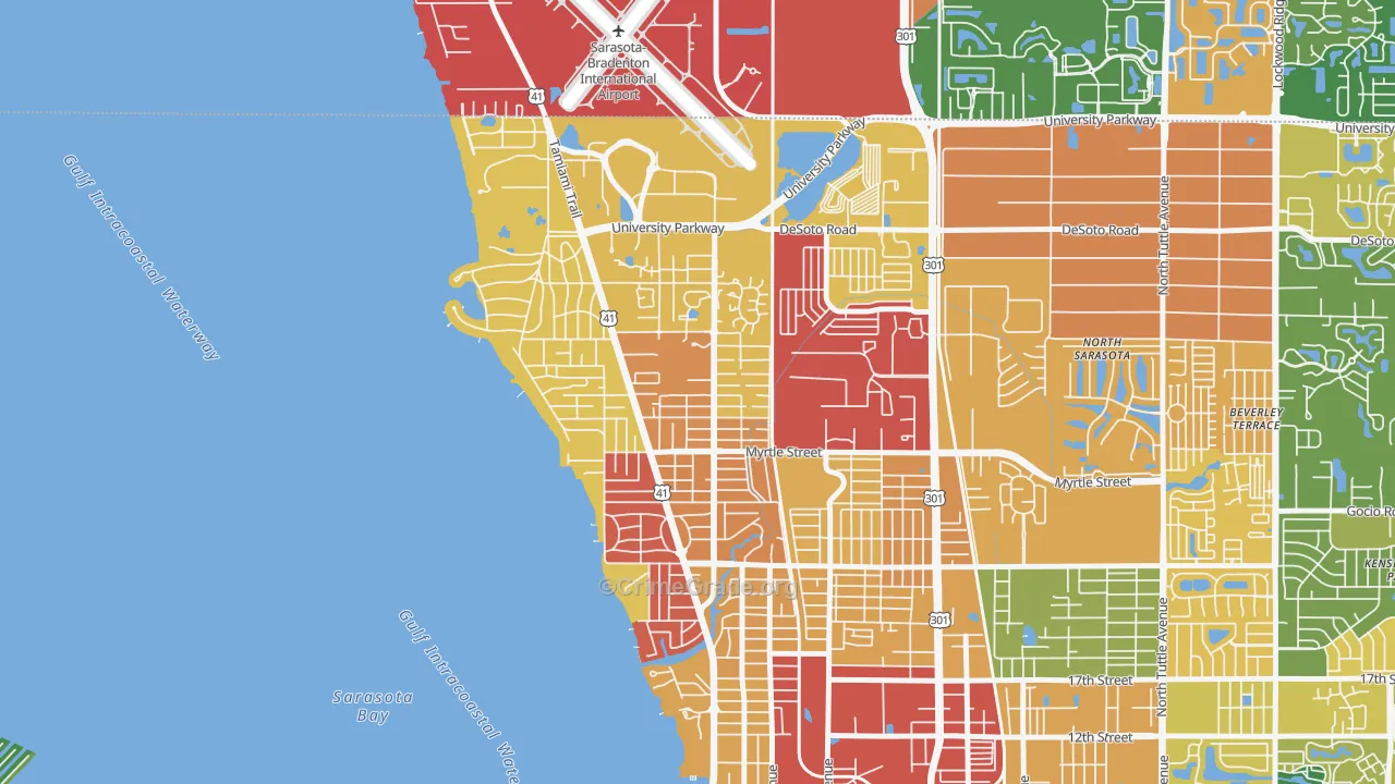 Bayou Oaks, Sarasota, FL Map of Burglary Rates