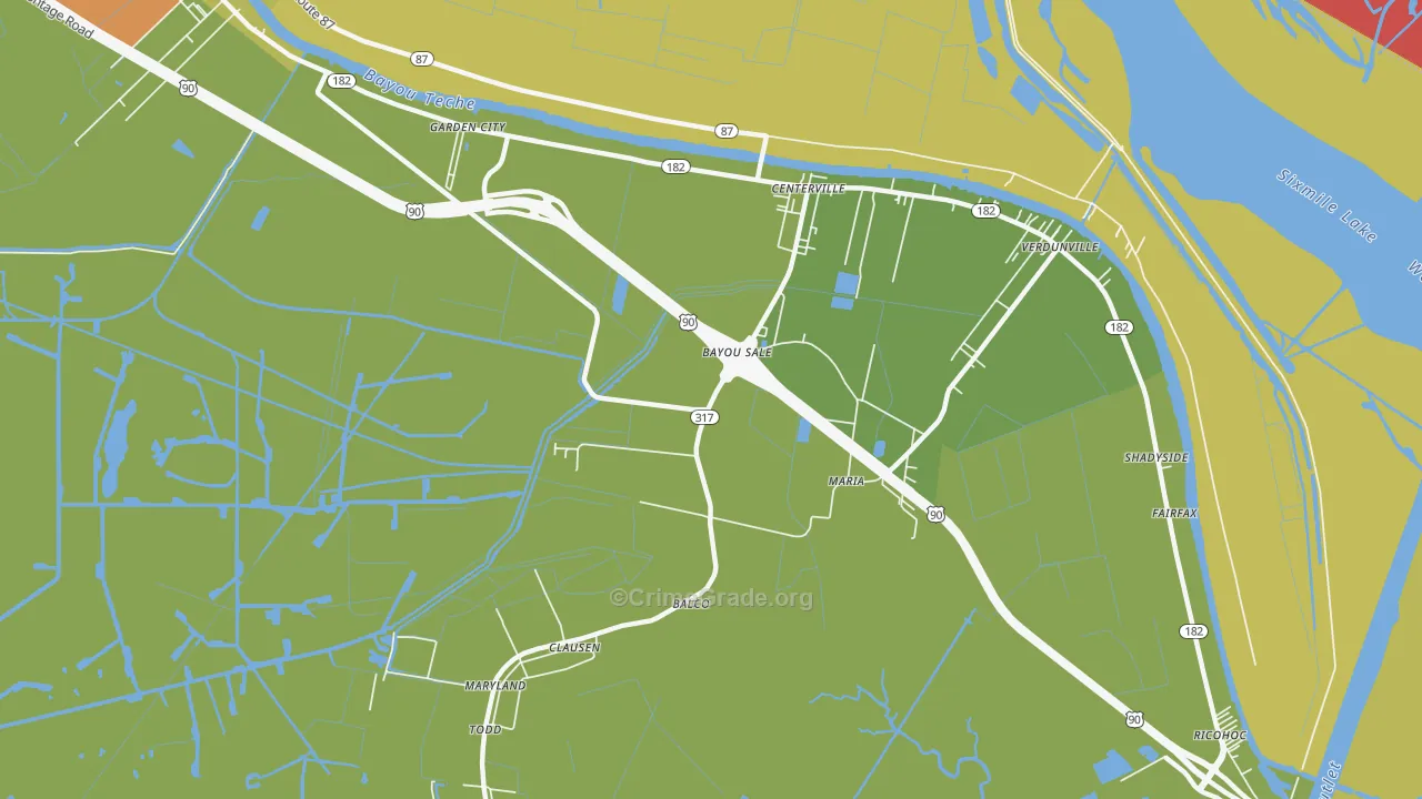 Bayou Sale, LA Map of Burglary Rates