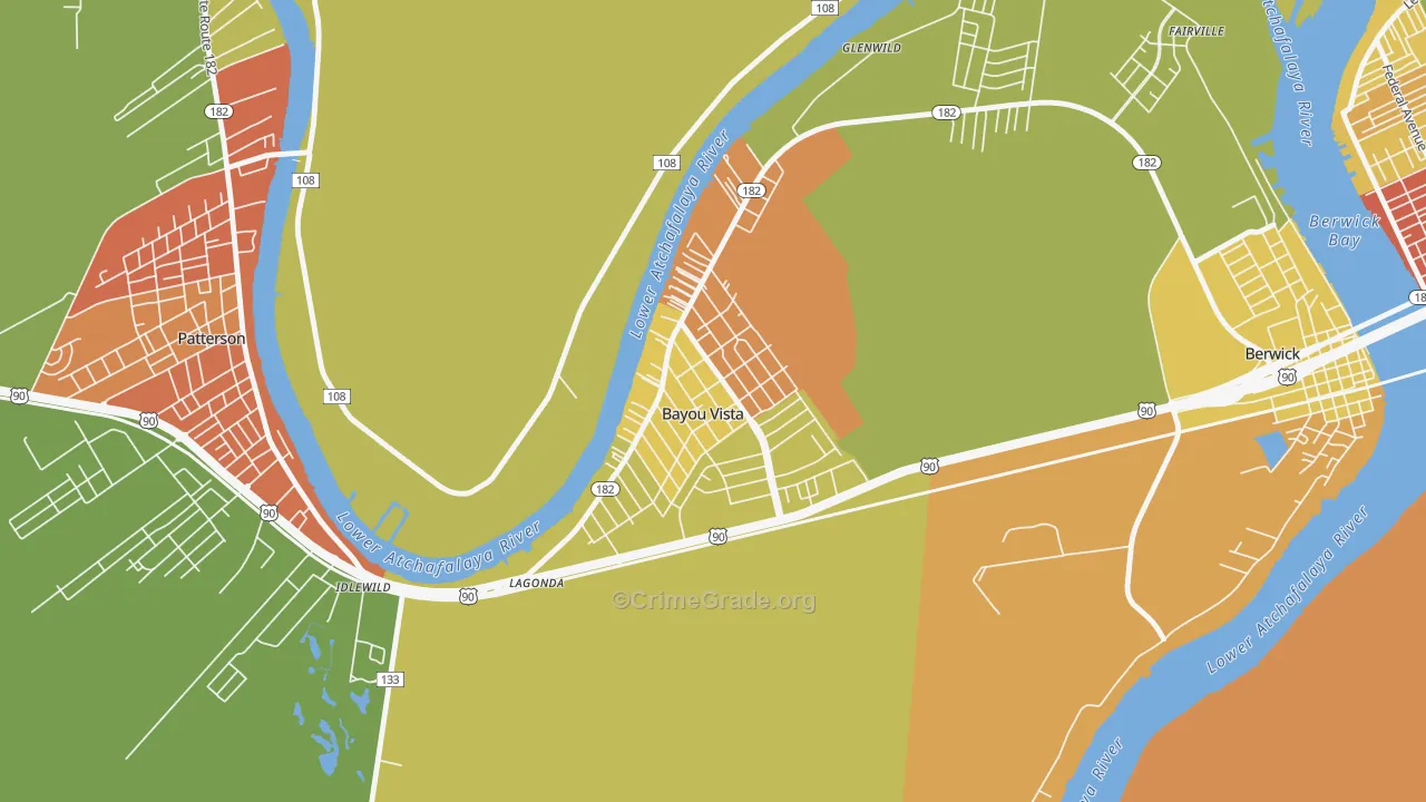 Bayou Vista, LA Map of Burglary Rates